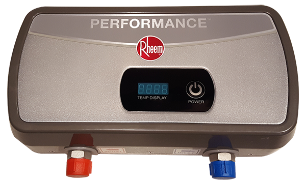 a rheem performance water heater with a digital display