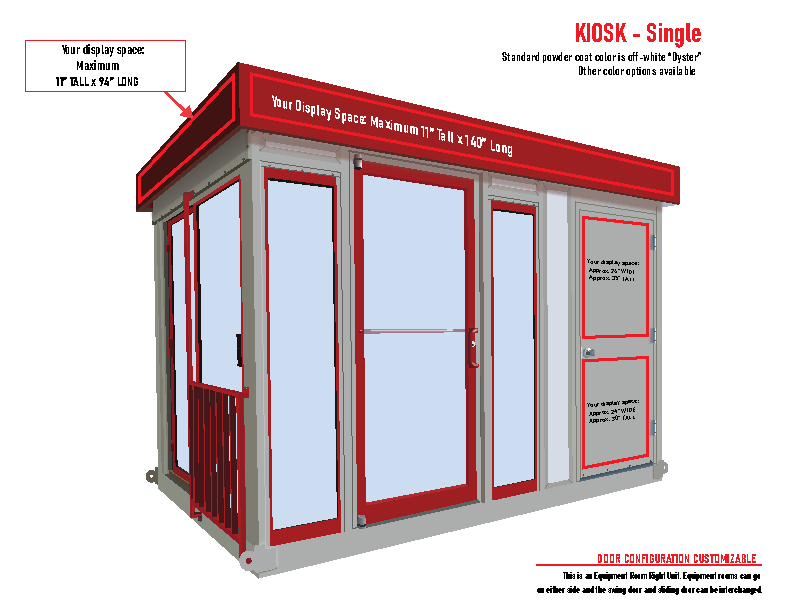 a drawing of a kiosk that says your display space
