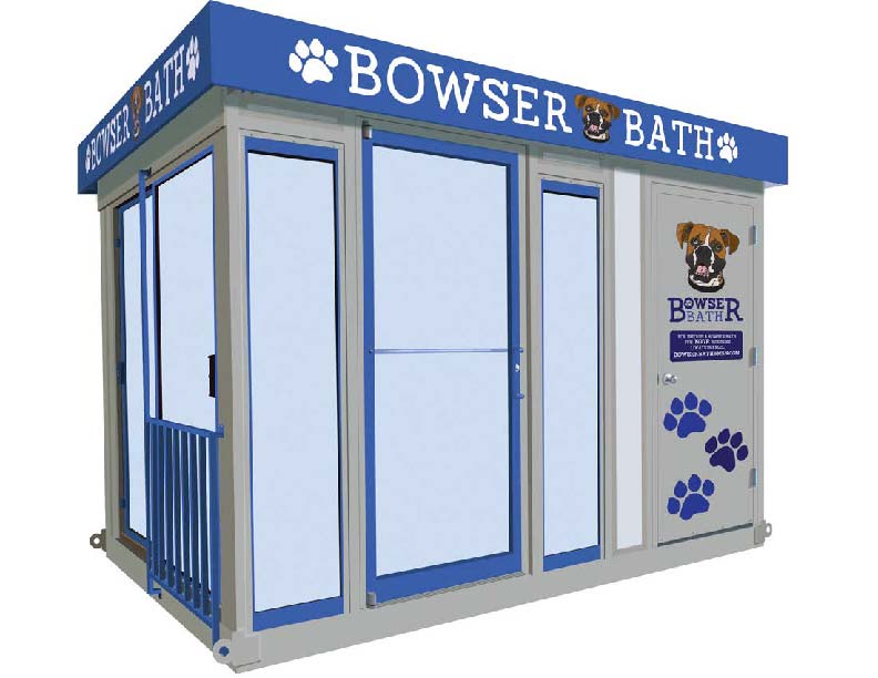 an artist's rendering of bowser's bath pet washing station