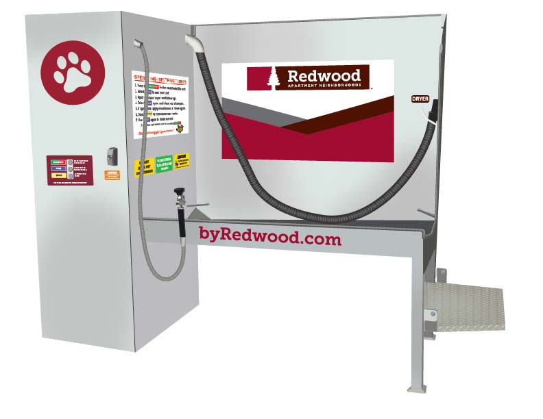 A custom Redwood pet washing station