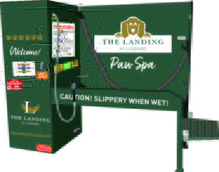 a green pet washing tub for the landing at legends paw spa
