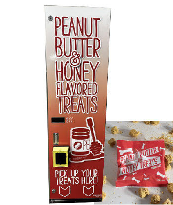 a vending machine that sells peanut butter and honey flavored treats